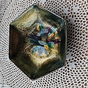 Vintage Copper and Enamel Trinket Dish MCM
